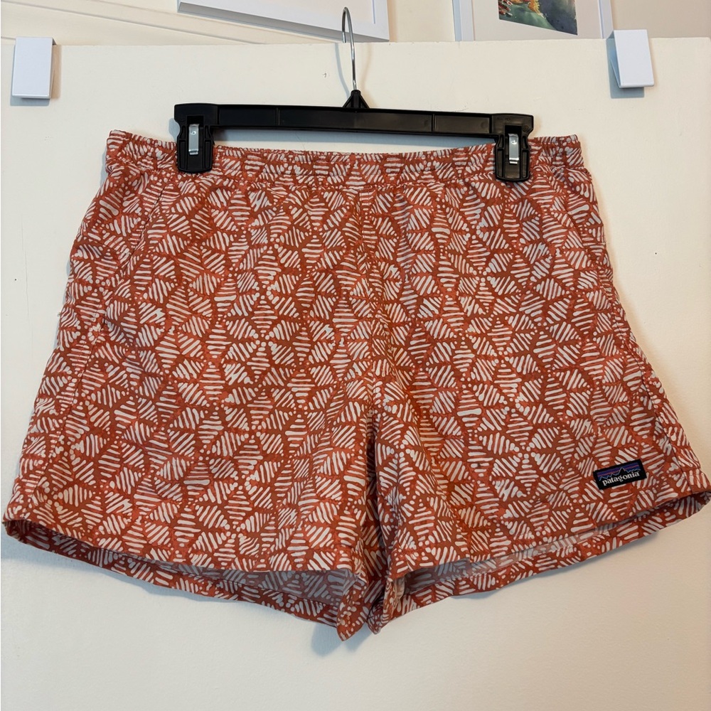 Patagonia Women's Athletic Shorts - Rust and White